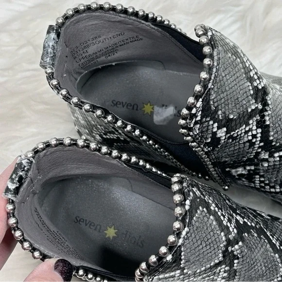 Seven Dials Black Snakeskin Ankle Booties Size 9.5 - Picture 10 of 12